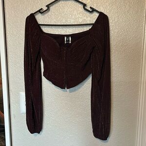 Burgandy long sleeve corset top